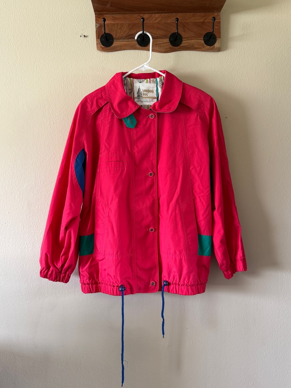 London Fog Vintage 90s Colorblock Funnel Neck Windbreaker Jacket Size M